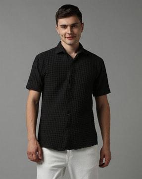 men checked regular fit shirt