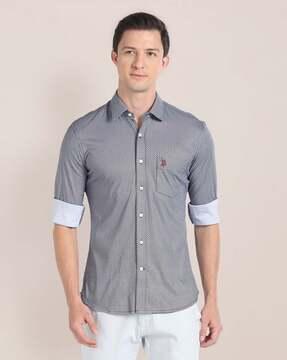 men checked regular fit shirt