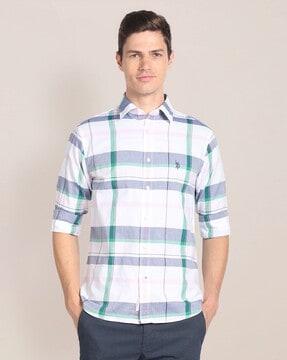 men checked regular fit shirt