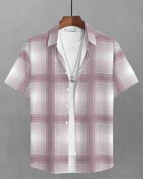 men checked regular fit shirt