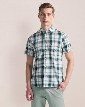 men checked regular fit shirt