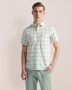 men checked regular fit shirt