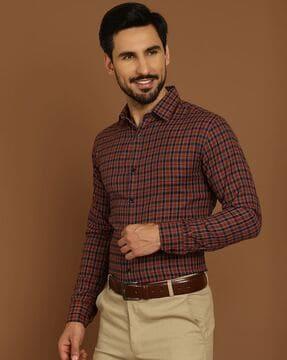 men checked regular fit shirt