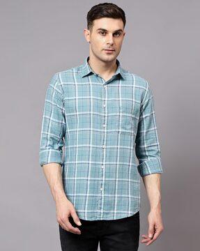 men checked regular fit shirt