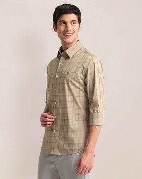 men checked regular fit shirt