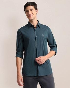 men checked regular fit shirt