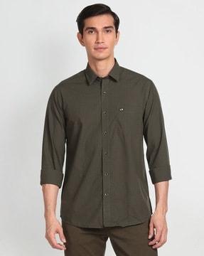 men checked regular fit shirt