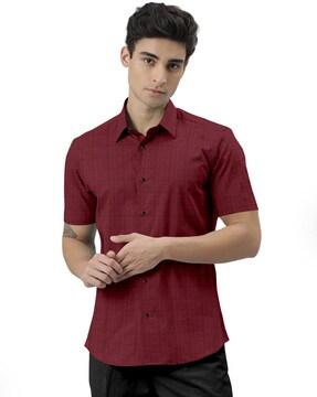 men checked regular fit shirt