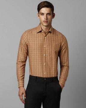 men checked regular fit shirt