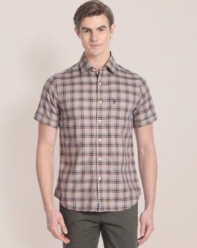 men checked regular fit shirt