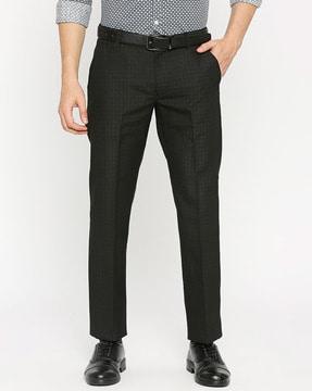 men checked relaxed fit pants with insert pockets