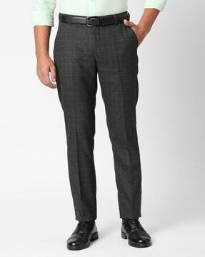 men checked relaxed fit pants with insert pockets
