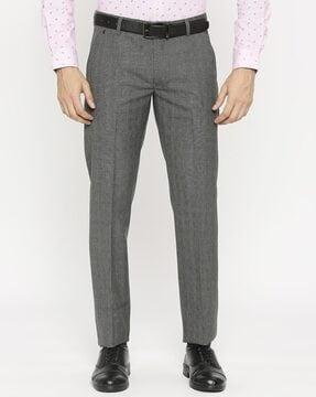 men checked relaxed fit pants with insert pockets