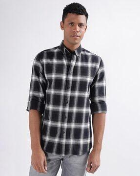 men checked relaxed fit shirt