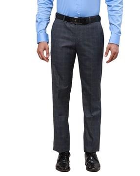 men checked relaxed fit trousers