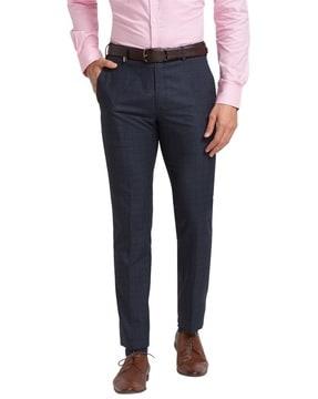 men checked relaxed fit trousers