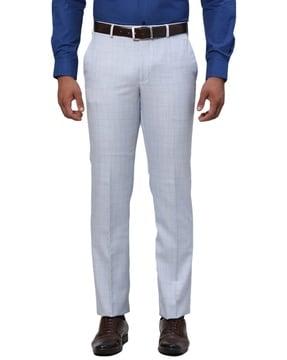 men checked relaxed fit trousers