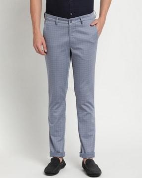 men checked skinny fit chinos
