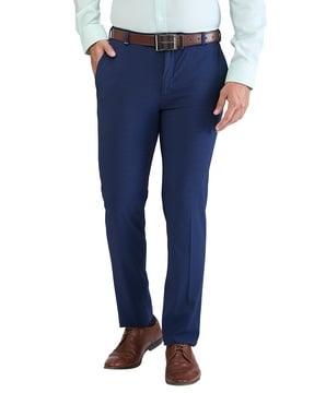 men checked slim fit pants with insert pockets