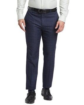 men checked slim fit pants with insert pockets