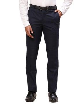 men checked slim fit pants with insert pockets