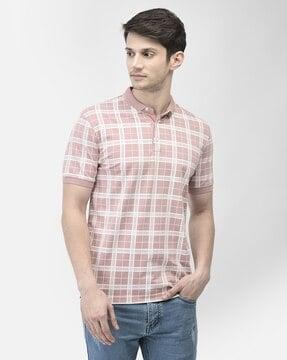 men checked slim fit polo t-shirt