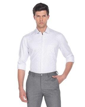 men checked slim fit shirt