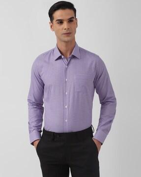 men checked slim fit shirt