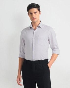 men checked slim fit shirt