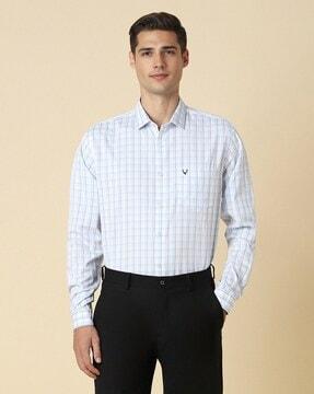 men checked slim fit shirt