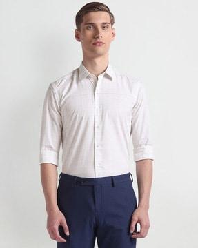 men checked slim fit shirt