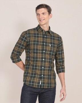 men checked tailored fit shirt