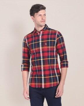 men checked tailored fit shirt