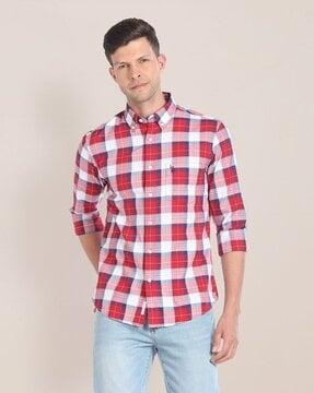 men checked tailored fit shirt