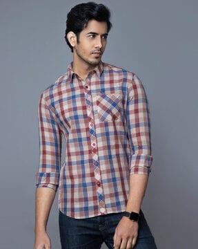 men checked tailored fit shirt