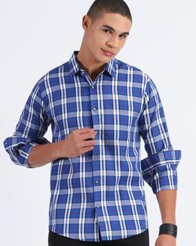 men checked tailored fit shirt