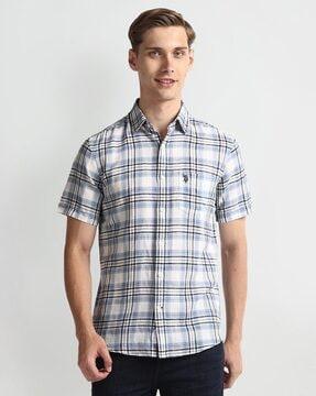 men checked tailored fit shirt