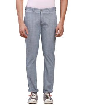 men checked tapered fit pants with insert pockets