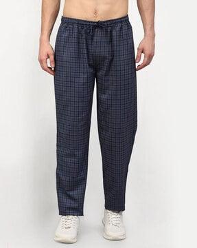 men checked track pants with slip pockets