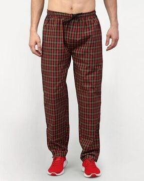 men checked track pants with slip pockets