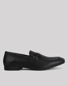 men chevron pattern bit loafers