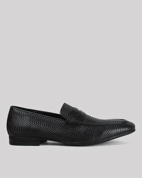 men chevron pattern penny loafers