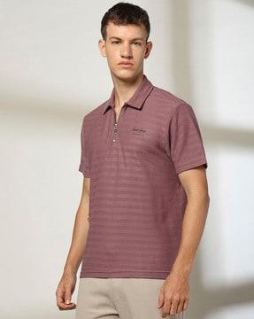 men chevron pattern regular fit polo t-shirt