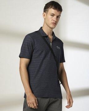 men chevron pattern regular fit polo t-shirt