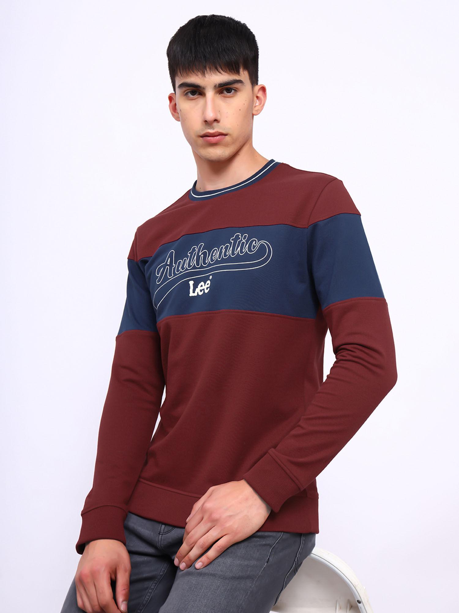 men chevron red slim fit sweatshirt