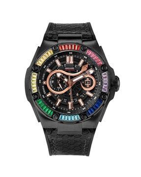 men chronograph watch with leather strap-g0473-n51.8