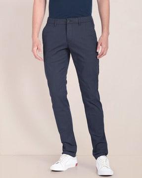 men cigarette fit flat-front chinos