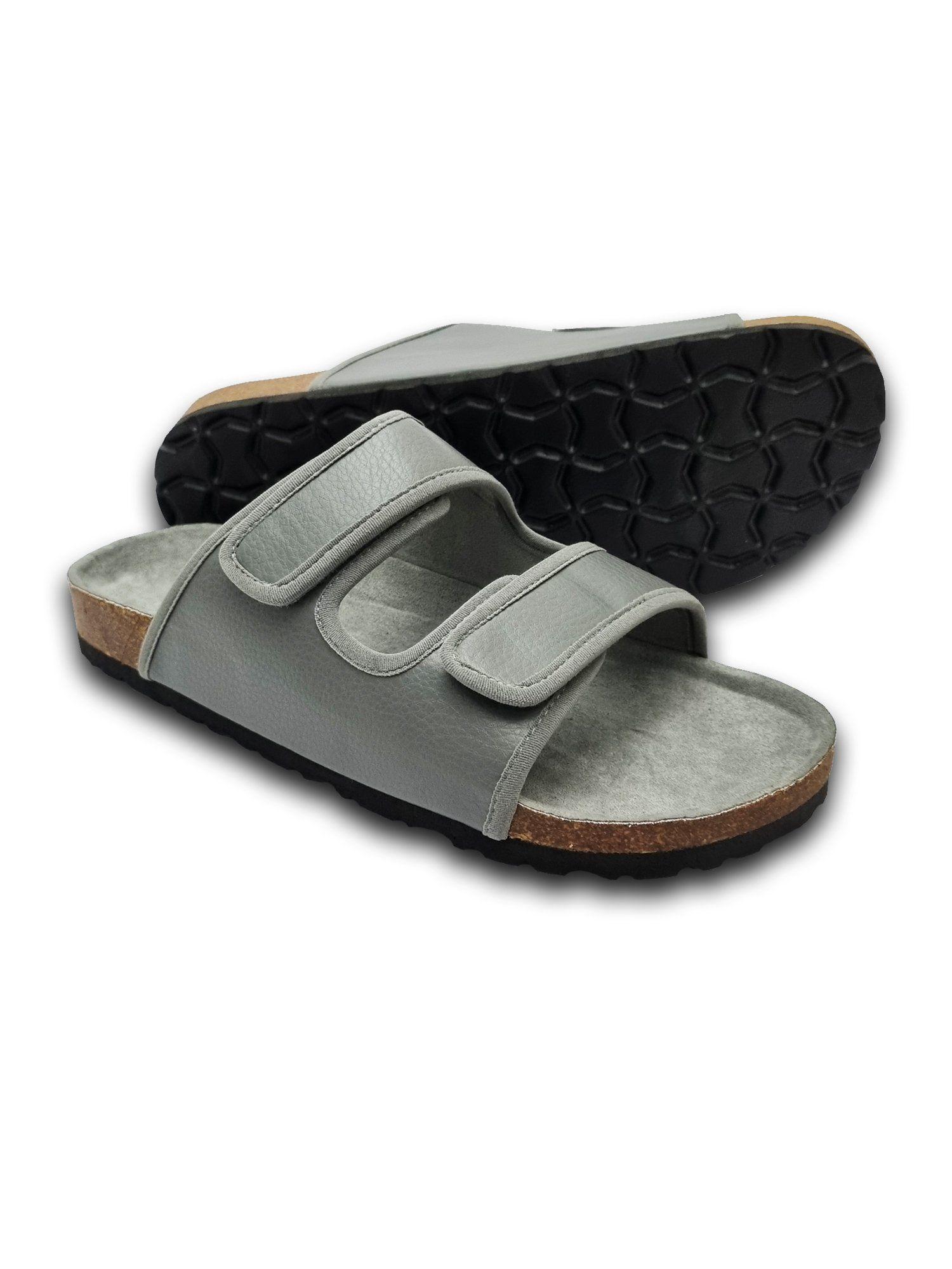 men cloudy grey parallel cork solid sandals with comfort