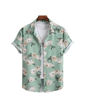 men collar-neck regular fit shirt