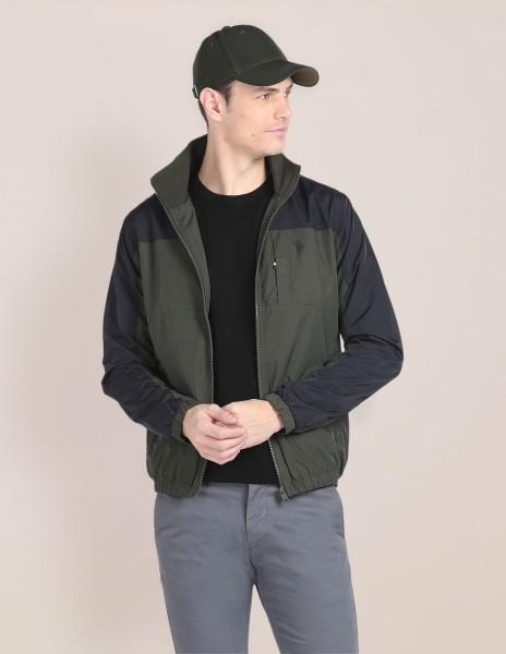 men colorblock casual jacket